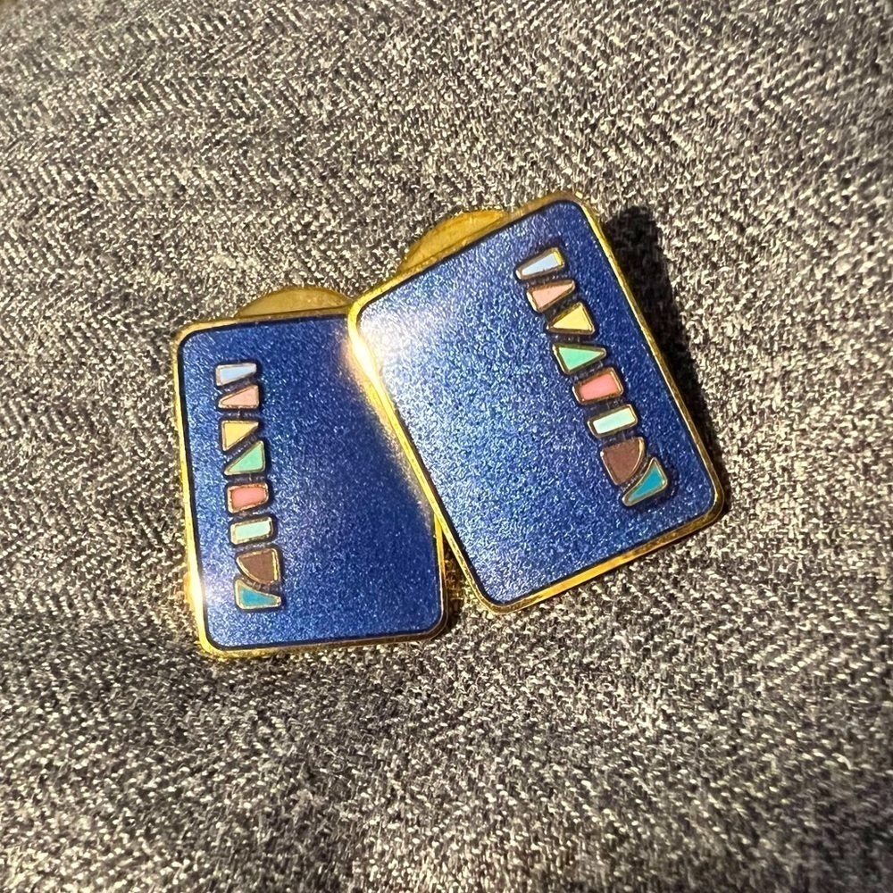 Mosaic Blue enamel earrings
